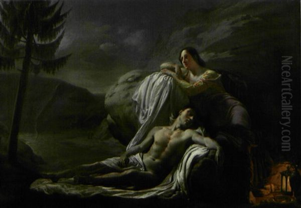 Le Sommeil D'endymion Oil Painting by Francois Delorme