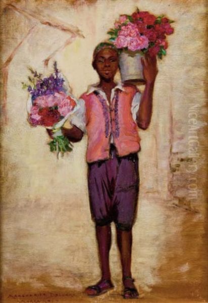 Petit Marchand De Fleurs Oil Painting by Marguerite Anne Rose Delorme