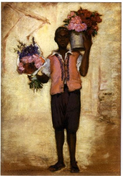 Le Marchand De Roses Oil Painting by Marguerite Anne Rose Delorme