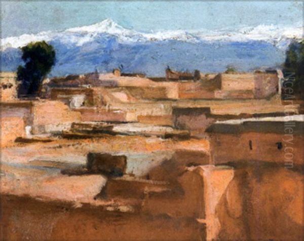 Vue De L'atlas De L'hotel Tazi, Marrakech Oil Painting by Marguerite Anne Rose Delorme