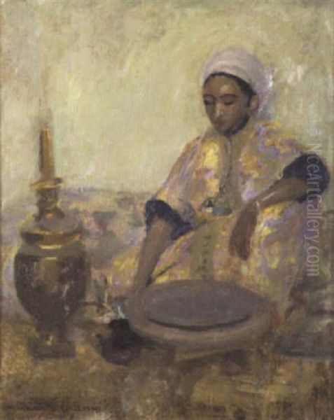 Femme Marocaine Dans Un Interieur Oil Painting by Marguerite Anne Rose Delorme