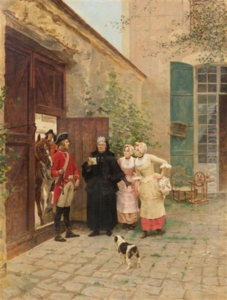 The Letter Oil Painting by Charles Edouard Edmond Delort