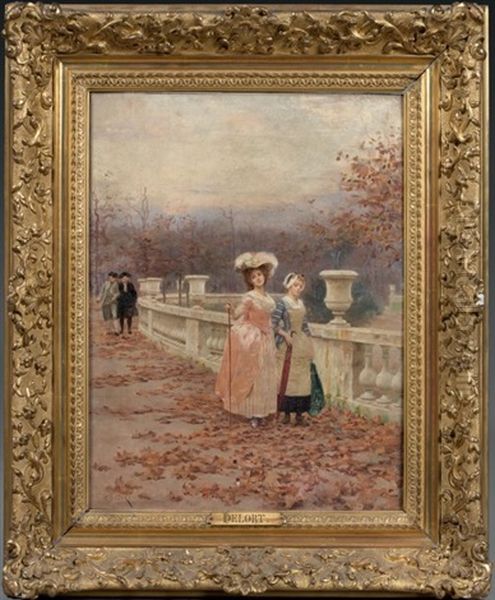 Promenade En Automne Oil Painting by Charles Edouard Edmond Delort