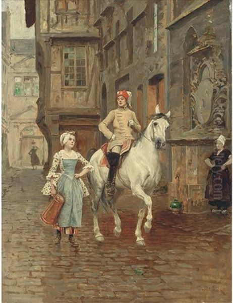 Un Brin De Conduite Oil Painting by Charles Edouard Edmond Delort