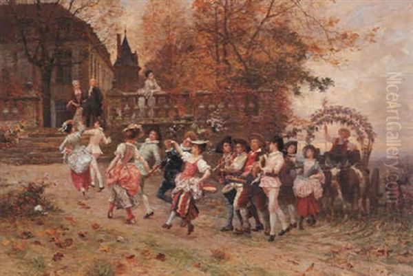 La Fete Des Vendanges Oil Painting by Charles Edouard Edmond Delort