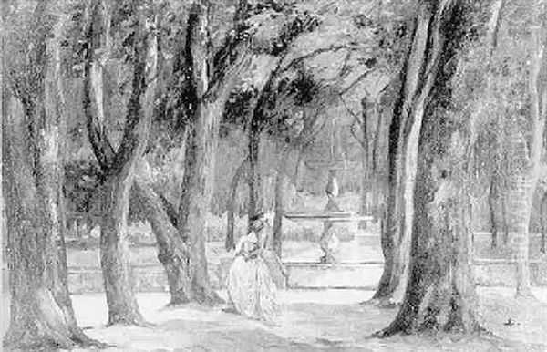 Promenade Dans Le Parc Oil Painting by Charles Edouard Edmond Delort