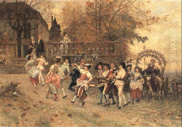 The Harvest Festival Oil Painting by Charles Edouard Edmond Delort