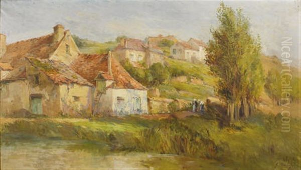 Vieilles Maisons A Semur Oil Painting by Georges Deloy