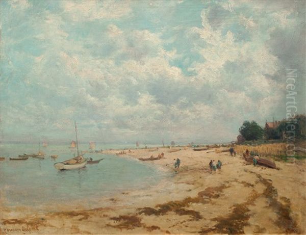 The Beach At Arcachon Oil Painting by Hermann Delpech