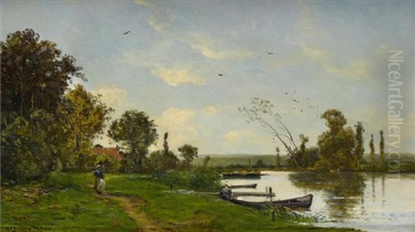 A Path Along The River Oil Painting by Hippolyte Camille Delpy