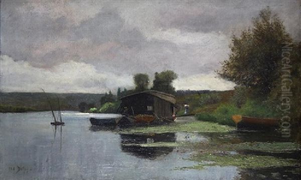 Lavandiere Au Bord De La Riviere Oil Painting by Hippolyte Camille Delpy