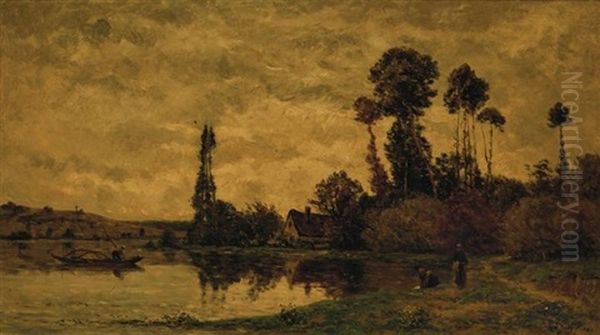 Automne A Tournedos-sur-seine Oil Painting by Hippolyte Camille Delpy