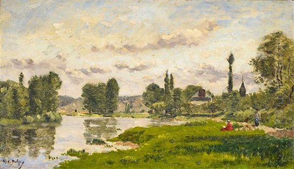 Spring Morning On The Pont De L'arche Oil Painting by Hippolyte Camille Delpy