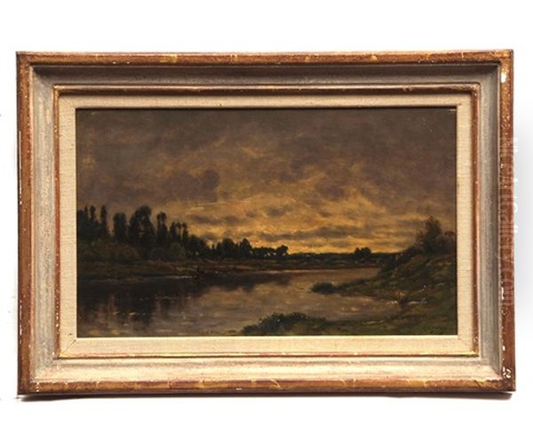 Sunset On The Banks Of The Oise by Hippolyte Camille Delpy