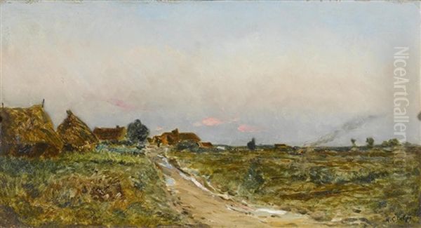 A Country Road At Dusk Oil Painting by Hippolyte Camille Delpy