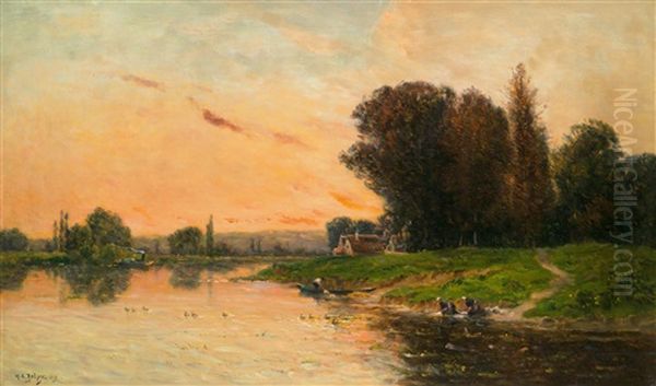 An Der Oise Oil Painting by Hippolyte Camille Delpy