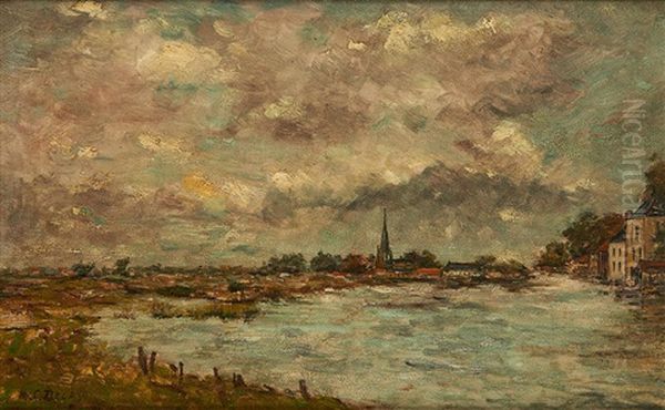 Paysage Avec Eglise En Arriere-plan Oil Painting by Hippolyte Camille Delpy