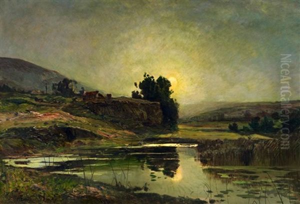 Flusslandschaft Bei Modschein Oil Painting by Hippolyte Camille Delpy