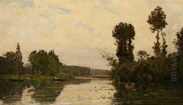 L'etang Pres Du Village Oil Painting by Hippolyte Camille Delpy