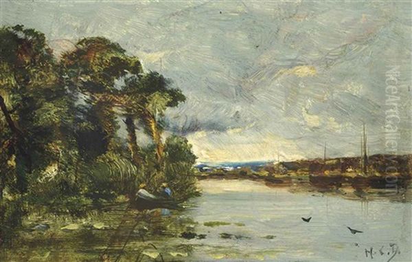 Canal De Pantin Oil Painting by Hippolyte Camille Delpy