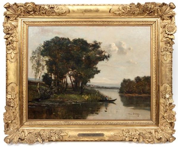 Paysage A La Riviere Oil Painting by Hippolyte Camille Delpy