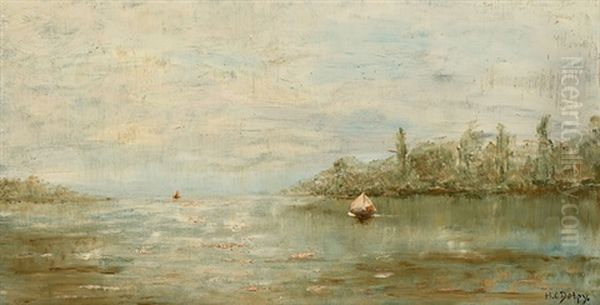 Seenlandschaft Mit Segelbooten Oil Painting by Hippolyte Camille Delpy