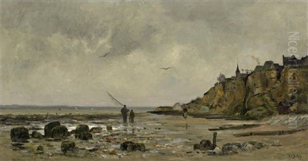 Strand Von Villerville Oil Painting by Hippolyte Camille Delpy