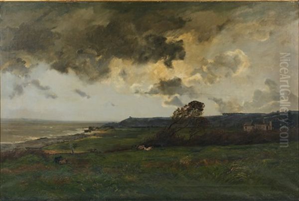 Avant L'orage, Aux Alentours De Villerville Oil Painting by Hippolyte Camille Delpy