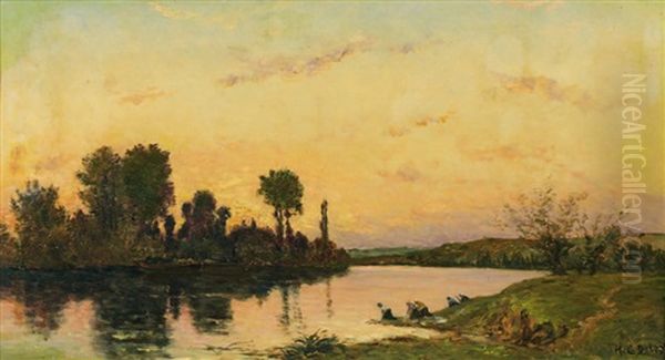 Lavandieres, Bord De Riviere Oil Painting by Hippolyte Camille Delpy