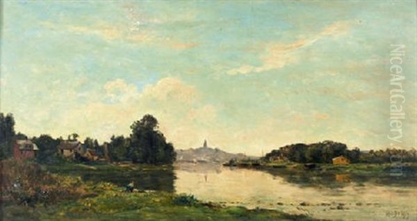 La Seine A Conflans-sainte-honorine Oil Painting by Hippolyte Camille Delpy