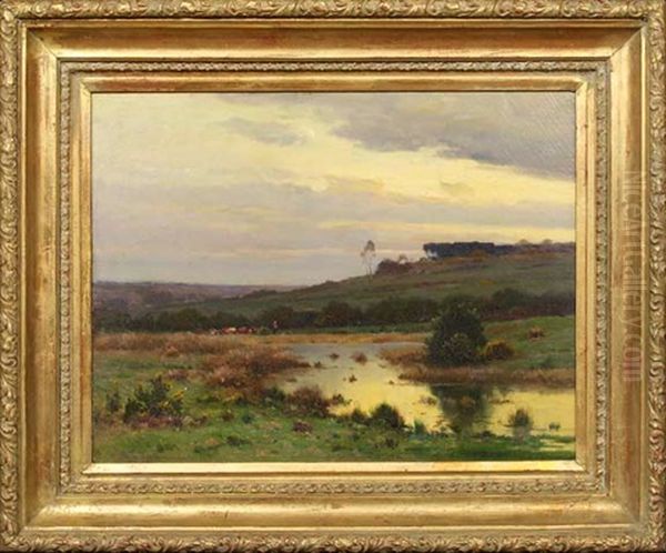 Paysage A La Riviere Oil Painting by Hippolyte Camille Delpy