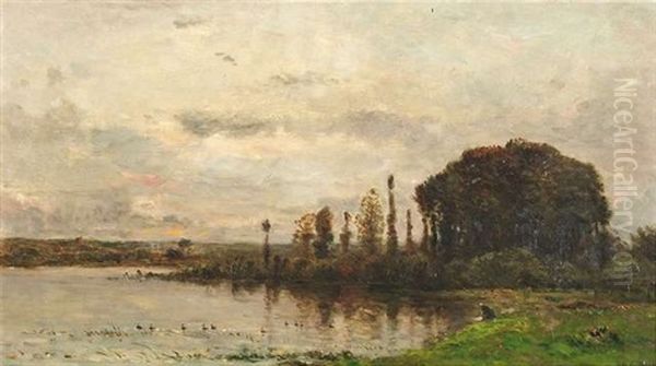 Weite Seelandschaft Im Abendlicht Oil Painting by Hippolyte Camille Delpy