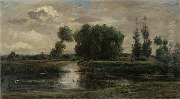 Landscape With Marsh Oil Painting by Hippolyte Camille Delpy