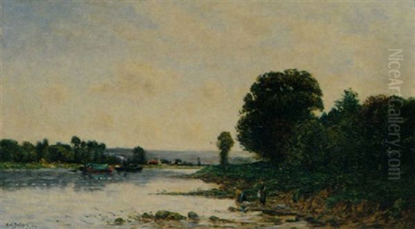 Wascherinnen Am Fluss Oil Painting by Hippolyte Camille Delpy