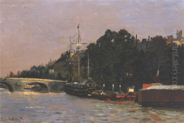 Sur La Siene Au Point St. Michelle Oil Painting by Hippolyte Camille Delpy