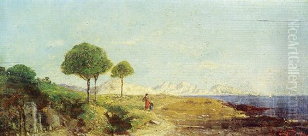 Gardienne De Troupeau Dans Un Paysage Oil Painting by Hippolyte Camille Delpy