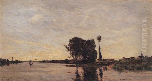 By The River Oil Painting by Hippolyte Camille Delpy