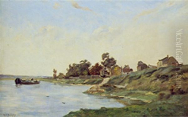 Le Hameau En Bord De Riviere Oil Painting by Hippolyte Camille Delpy