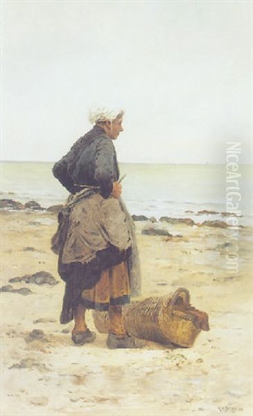 La Ramasseuse De Coquilles Oil Painting by Hippolyte Camille Delpy