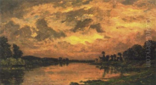 On The River Loire, France Oil Painting by Hippolyte Camille Delpy