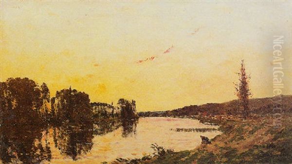 Lavandiere En Bord De Riviere Oil Painting by Hippolyte Camille Delpy