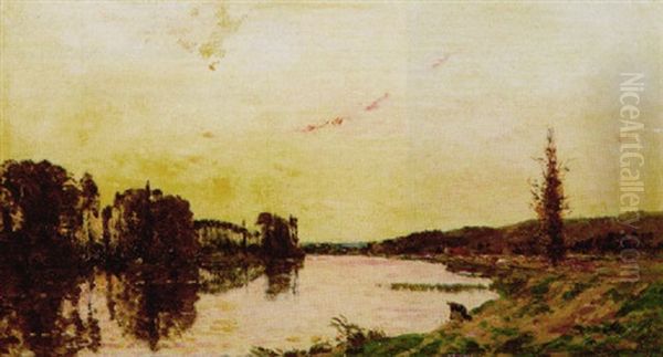 Paysage De Bords De Riviere Oil Painting by Hippolyte Camille Delpy