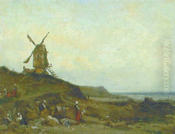 Kvinnor Och Barn Vid Kusten Oil Painting by Hippolyte Camille Delpy