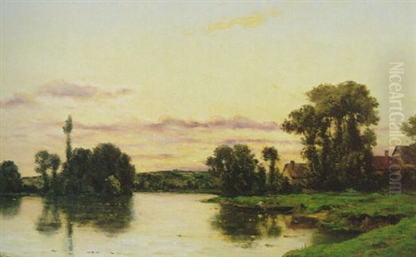 Soleil Couchant Aux Champs Oil Painting by Hippolyte Camille Delpy