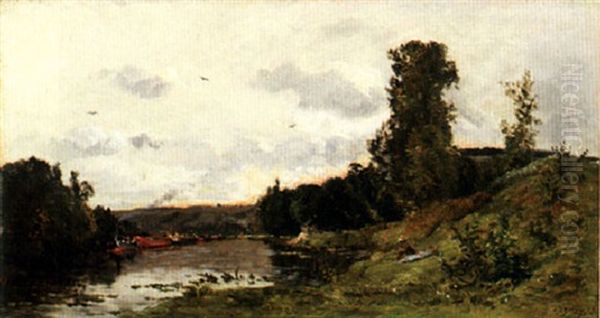 Bords De La Seine A Robinson Oil Painting by Hippolyte Camille Delpy