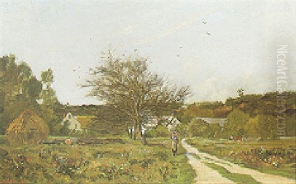 La Route Du Village Oil Painting by Hippolyte Camille Delpy