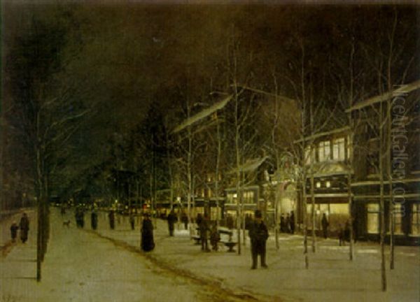 The Boulevard Barbes Rochechouart In Winter Oil Painting by Hippolyte Camille Delpy