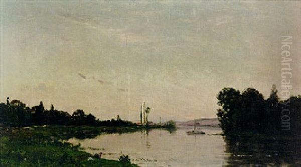 Lavandiere En Bord De Riviere Oil Painting by Hippolyte Camille Delpy