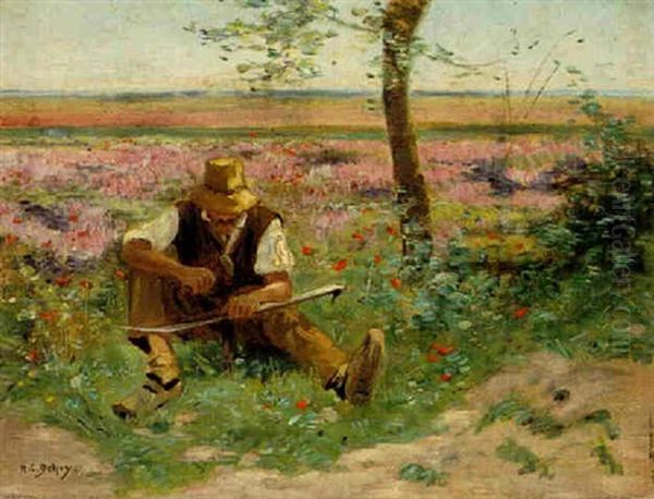 Man At Work Oil Painting by Hippolyte Camille Delpy