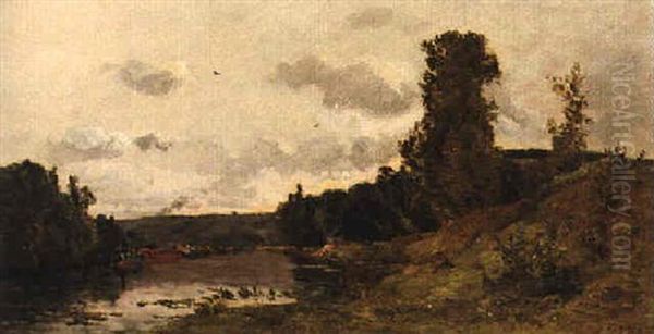 Bords De La Seine Oil Painting by Hippolyte Camille Delpy